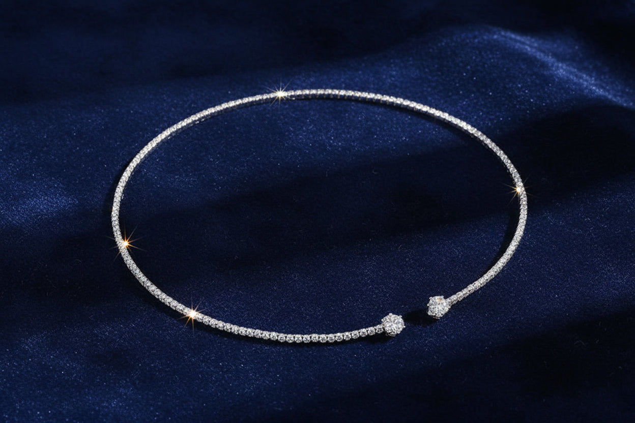 Moissanite Torque Choker Necklace — VVS1, D‑Color