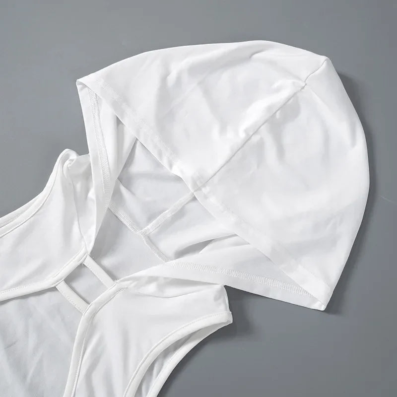 Offbeat Hollowed‑Out Tank Hoodie with Ring Detail