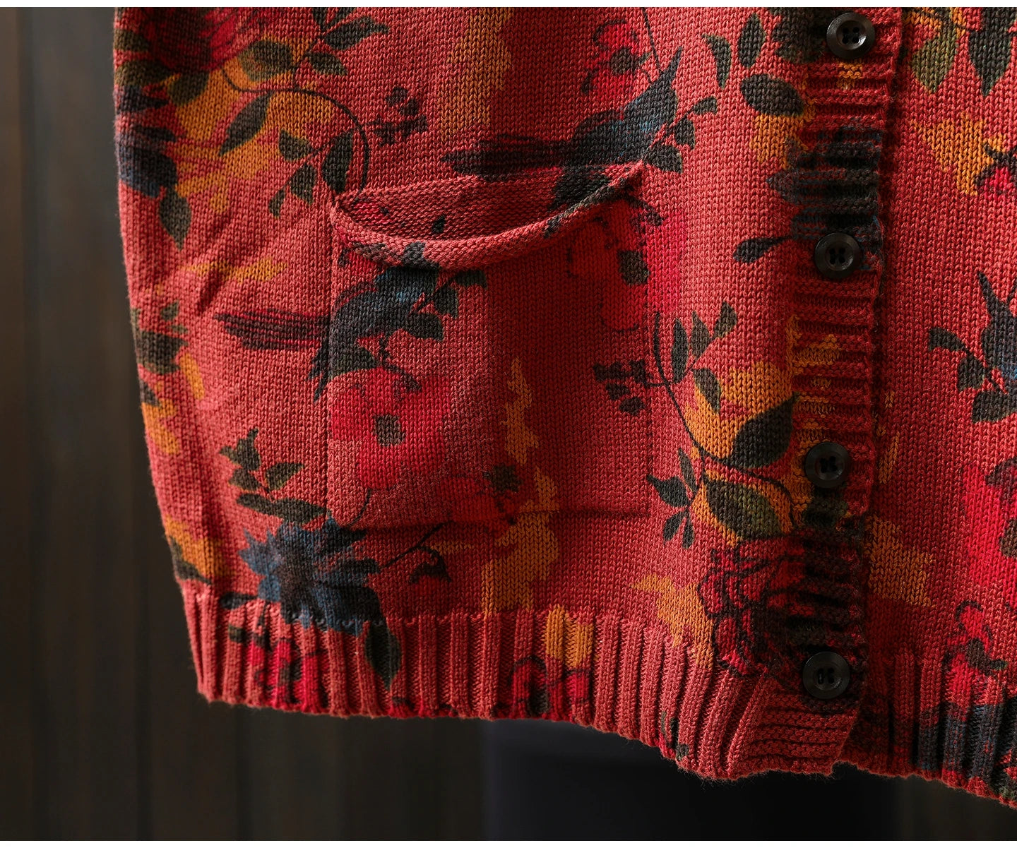 Knitted Floral Cardigan.  100% Cotton. Relaxed Fit. Perfect for layering.