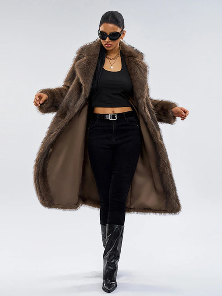 Casual Everyday Faux Fur Coat  Perfect for Layering  with Versatile Design