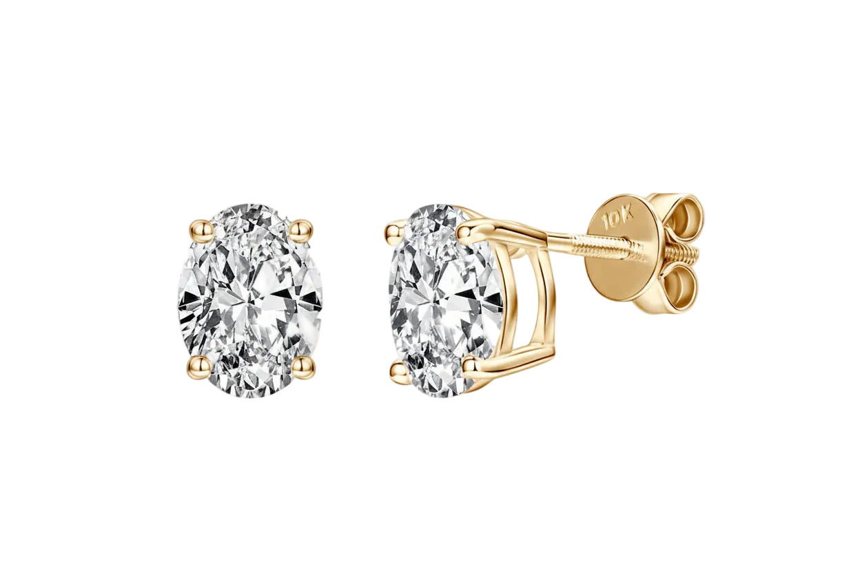Moissanite Diamond Stud Earrings — 10K Solid Gold