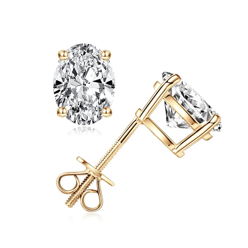 Moissanite Diamond Stud Earrings — 10K Solid Gold