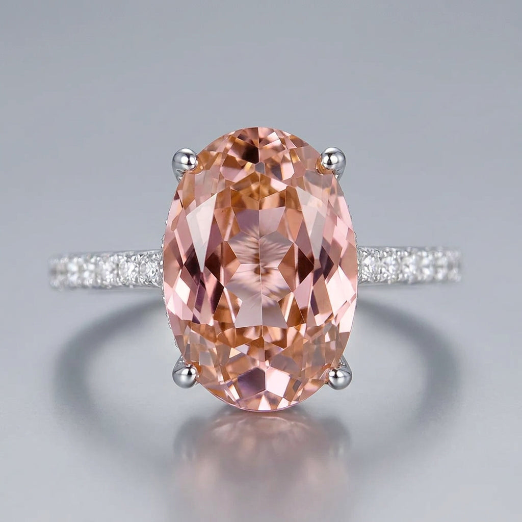 Exquisite 6 Carat Light Pink Moissanite Ring