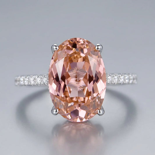 Exquisite 6 Carat Light Pink Moissanite Ring