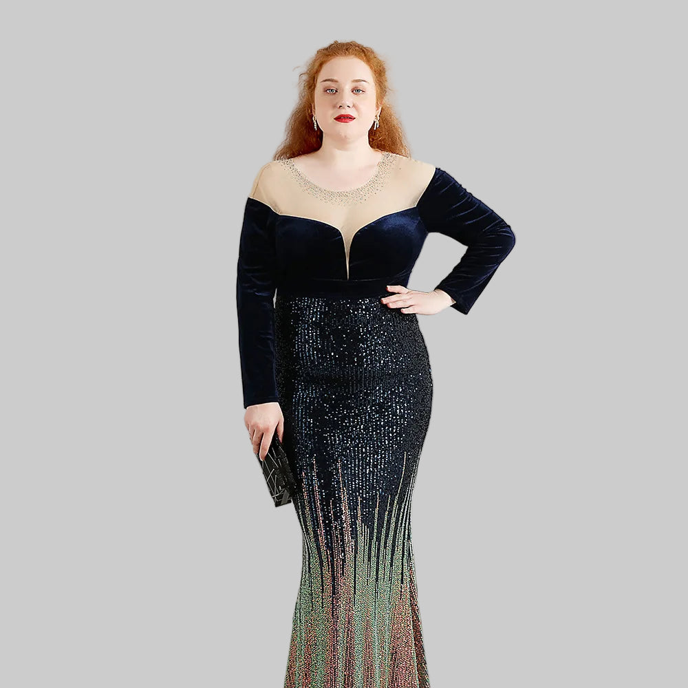 Curvy in Red Velvet.  Sleek Gown Off the Shoulder for Up To 4XL