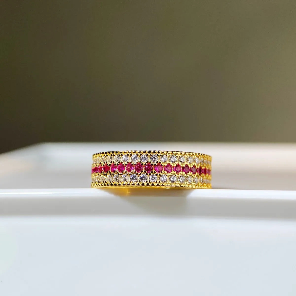Fine Diamond and Rose Red Eternity Band — A Unique, Timeless Treasure