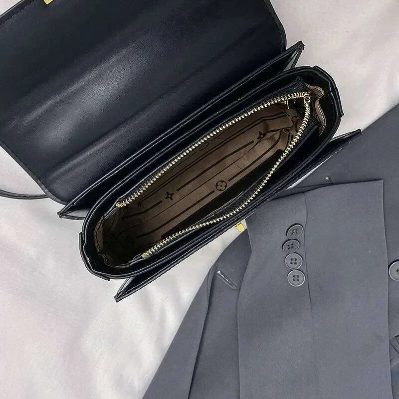 Italian Style Leather Bag.  Sleek Square Shape.  Sophisticated.