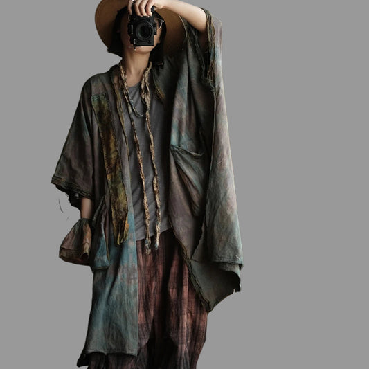 Oversized Casual Layer Coat.  Vintage/Boho Style.  Made with Cotton Linen