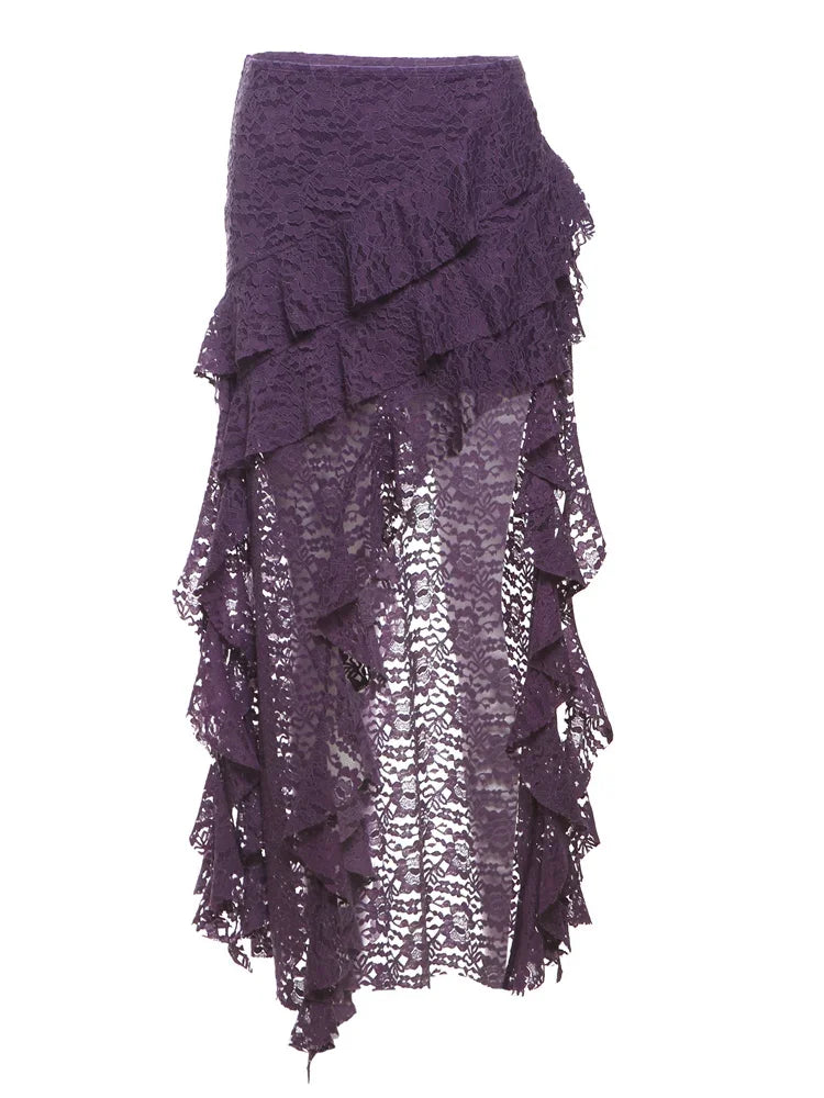 Multi Layered Ruffle Lace Skirt in Three Classic Colors