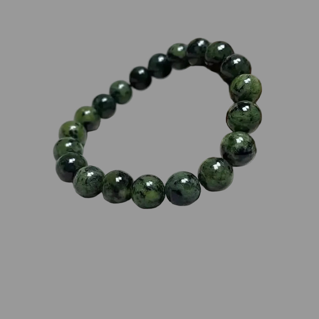Hand‑Carved Natural Green Jade Bracelet