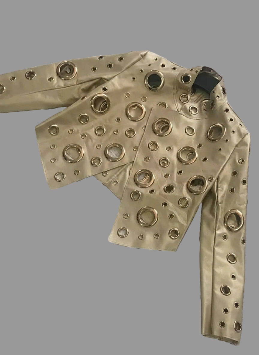 Hollowed Out Short Jackets in Faux Leather.  Ladies up to 5XL