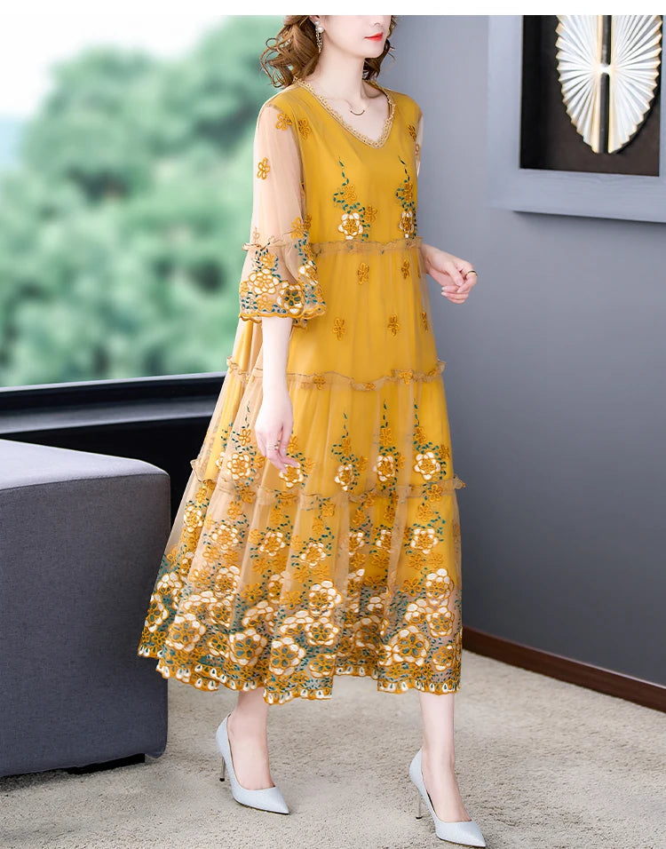 Gatsby Inspired Formal Dress.  Made of Silk with Intricate Embroidery.