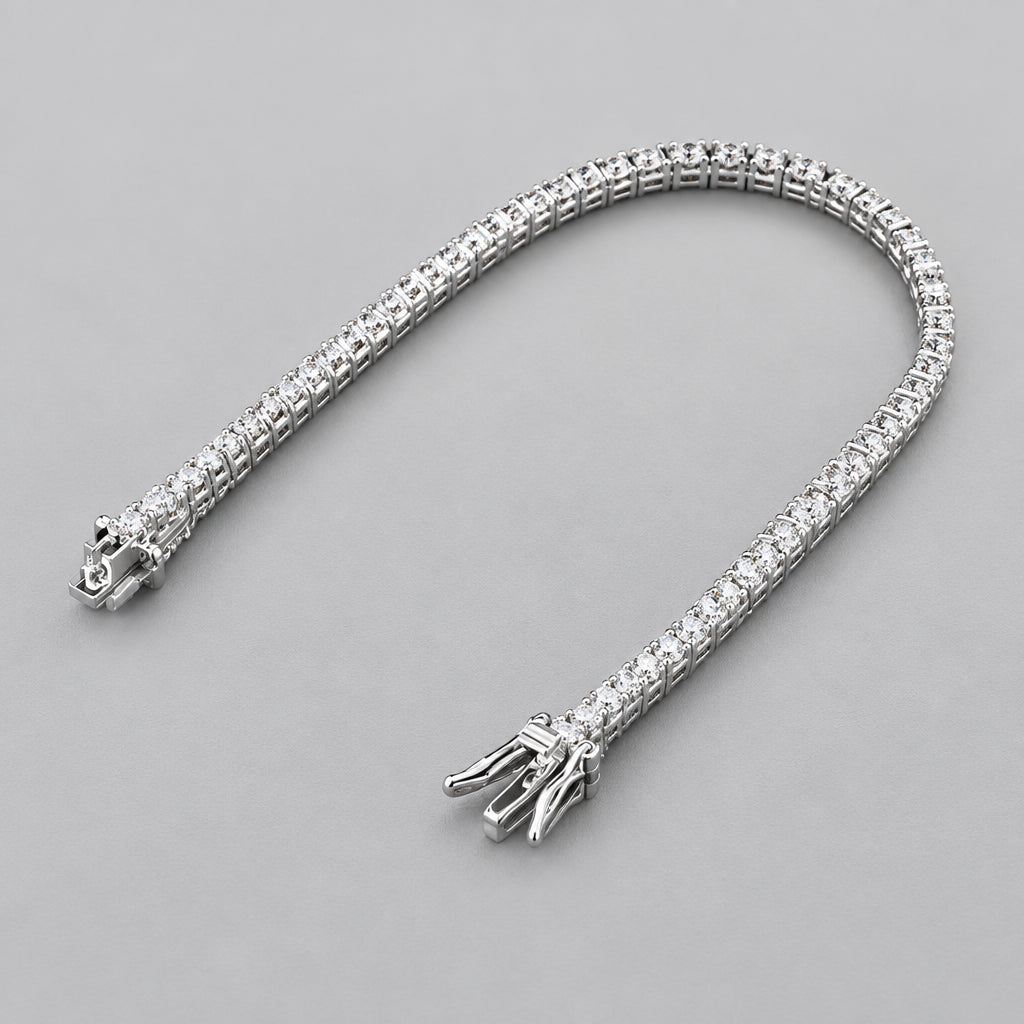 Minimalist 2mm Moissanite Tennis Bracelet Set in Sterling Silver with Excellent Clarity