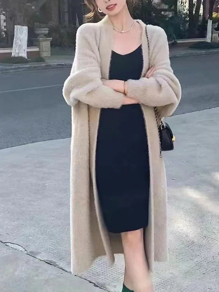 Lazy Relaxed Faux Mink Fleece Cardigan.  Soft with Long Sleeves Perfect for Layering