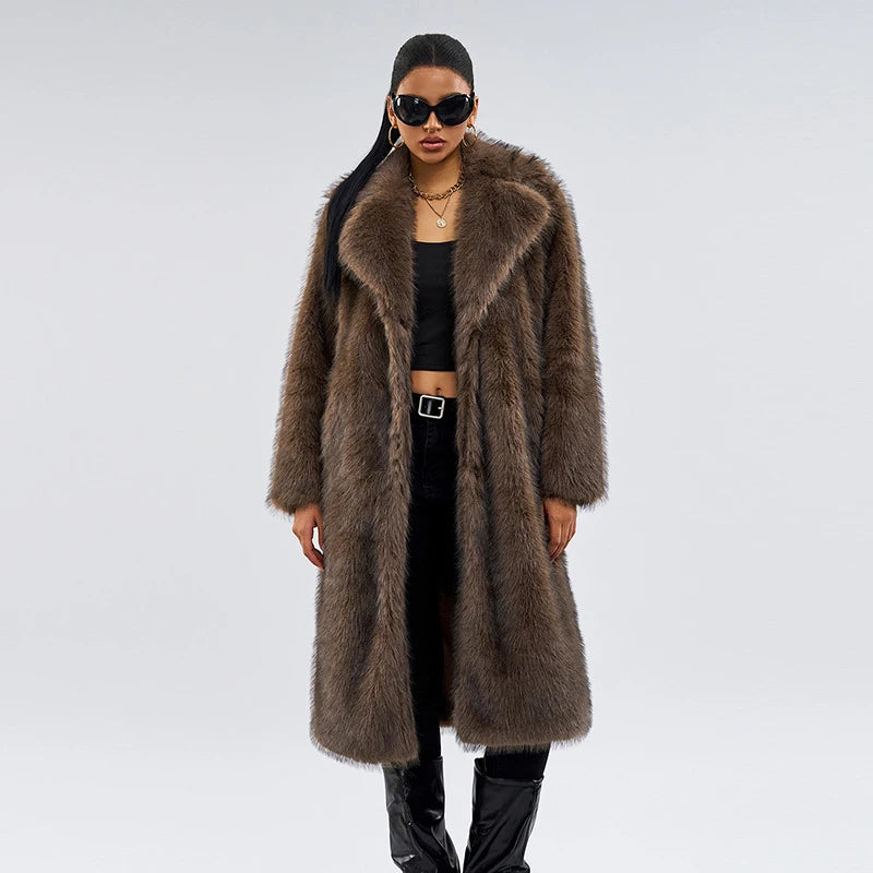 Casual Everyday Faux Fur Coat  Perfect for Layering  with Versatile Design