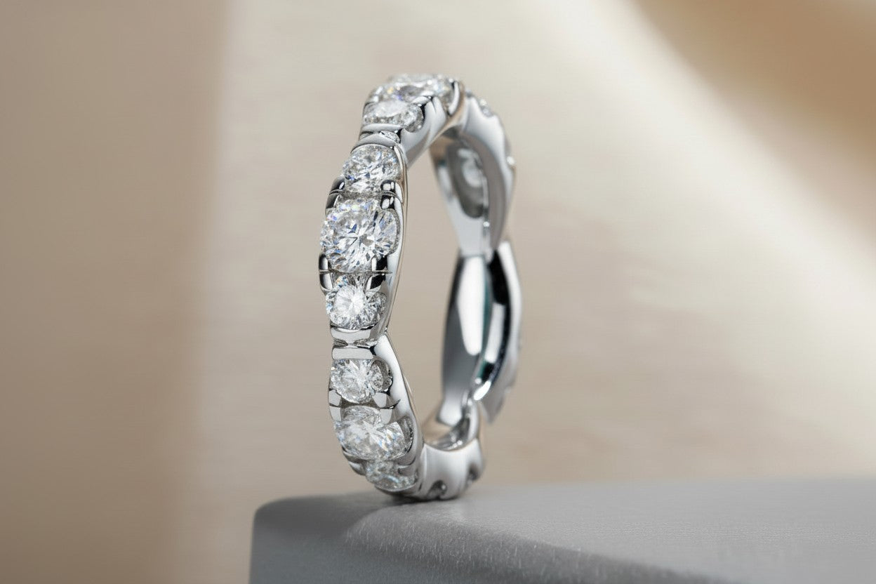 D‑Color VVS1 Moissanite Eternity Band in 925 Sterling Silver — Timeless Quiet Luxury