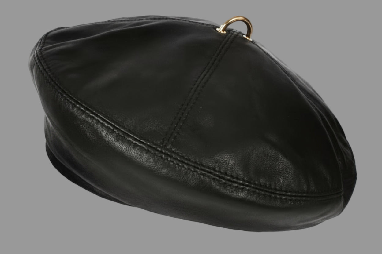 French Style Ladies Beret's Made with Genuine Leather.  A Beret that can be worn for all the seasons.  Practical and Chic